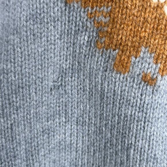 Maison Kitsune Fox Sweater Womens XS Gray Lambswool Designer Luxury Preppy FLAWS - Picture 10 of 13